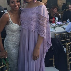 Vintage Lilac Maxi Dress w/ Lace Accents